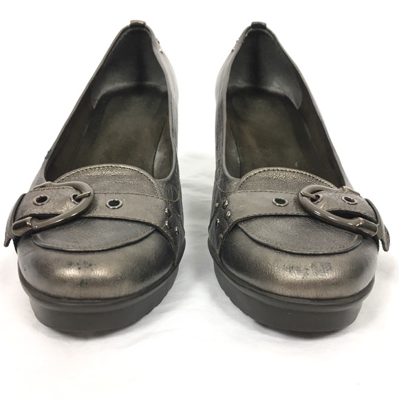 ⭐️SALE⭐️ Stuart Weitzman Metallic Leather Block Heel Pump - Picture 4 of 8